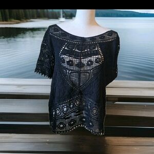 Ultra Pink Black Lace Blouse